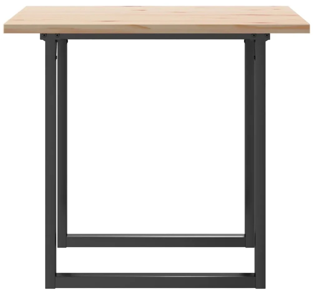 Tömör fenyőfa és acél étkezőasztal O-vázzal 90x90x75,5 cm