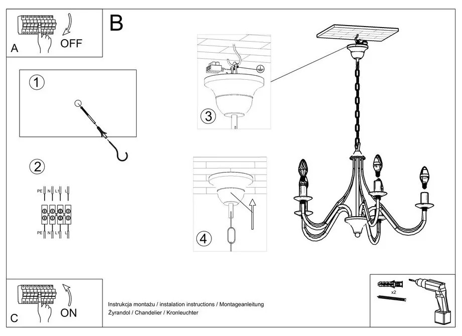 Fiorano 7 fekete függőlámpa - Sollux
