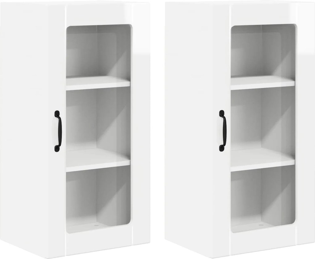 vidaXL Konyhaszekrény 2 pcs Magas Fényű Fehér 40 x 31 x 80 cm Faanyag