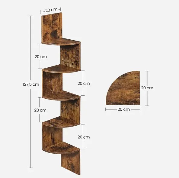 Barna falra szerelhető sarokpolc ESTANTE