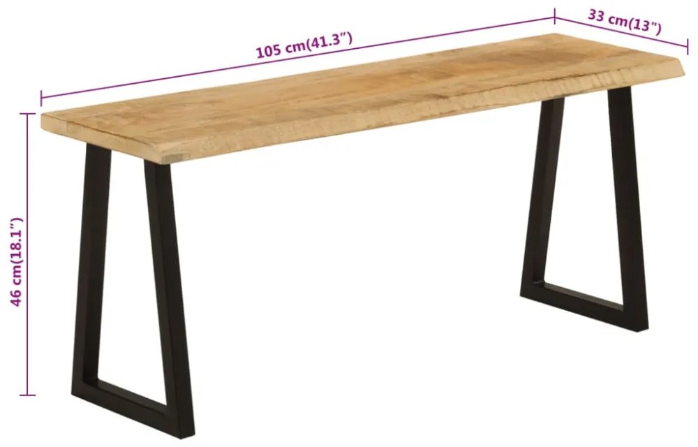 tömör mangófa pad természetes éllel 105 cm