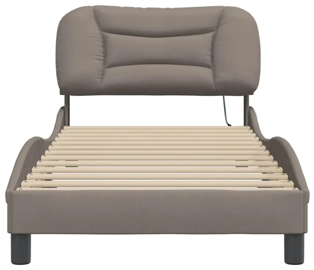 tópszínű szövet ágykeret LED-ekkel matrac nélkül Hvar 90x190 cm