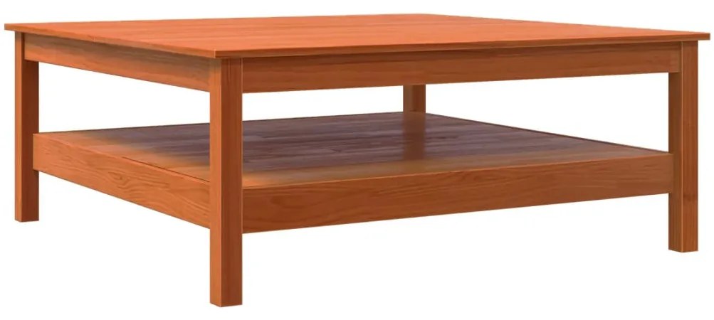 Viaszbarna tömör fenyőfa dohányzóasztal 100 x 100 x 40 cm