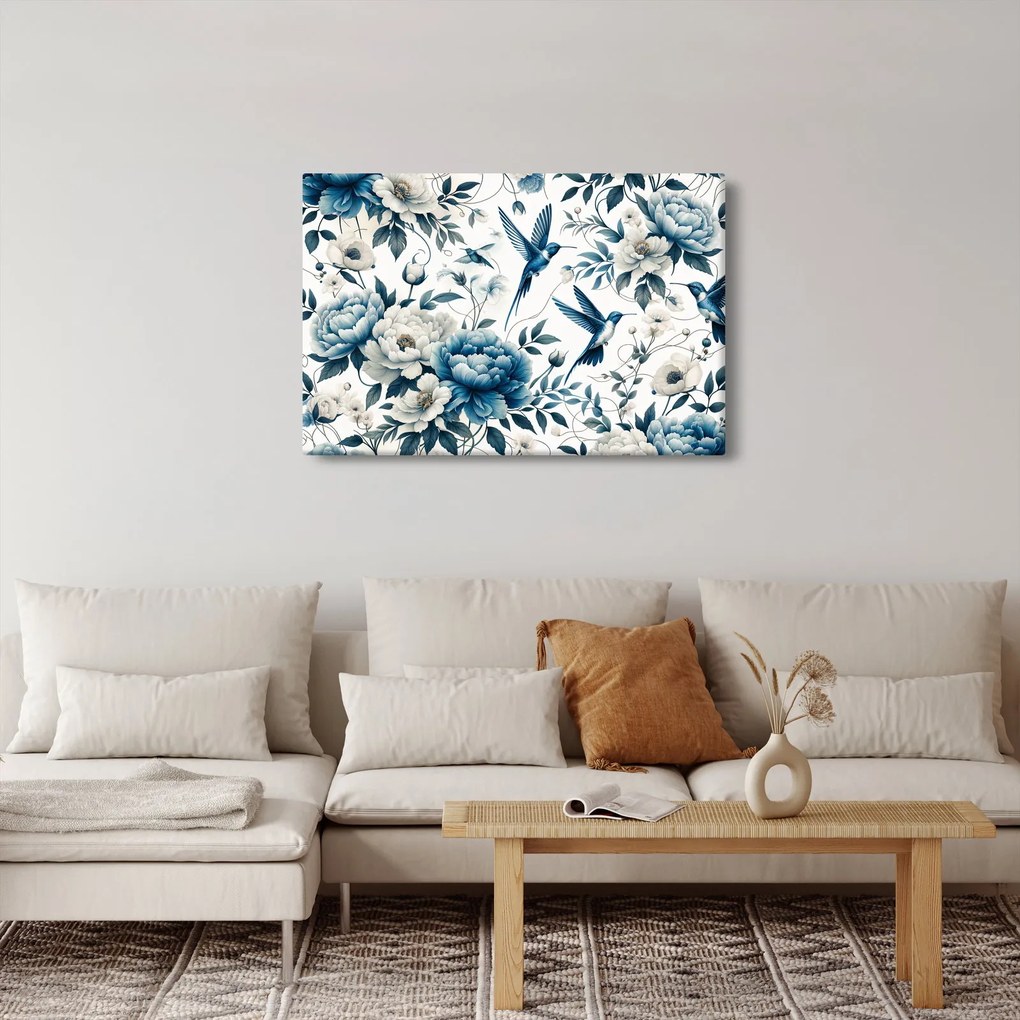 Kép - Kolibrikok virágokkal (90x60 cm)