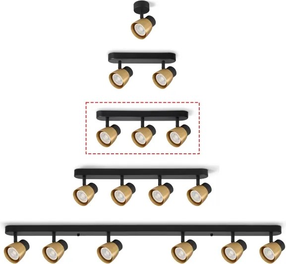 Brilagi - NUGGET spotlámpa 3xGU10/30W/230V fekete/arany