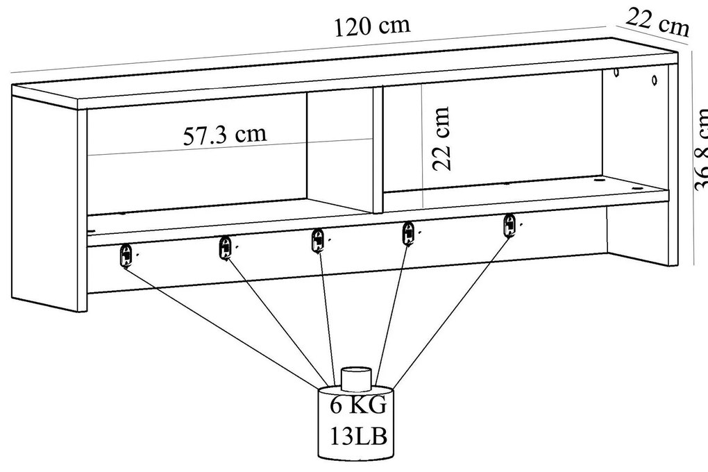 Akasztós panel Vabite 3 (fehér + zafír tölgy) . 1095752