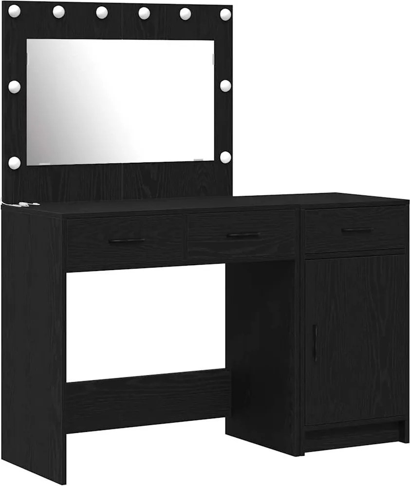 vidaXL Öltözködőasztal fiókkal 2 pcs Fekete 40 x 41 x 75 cm Faanyag