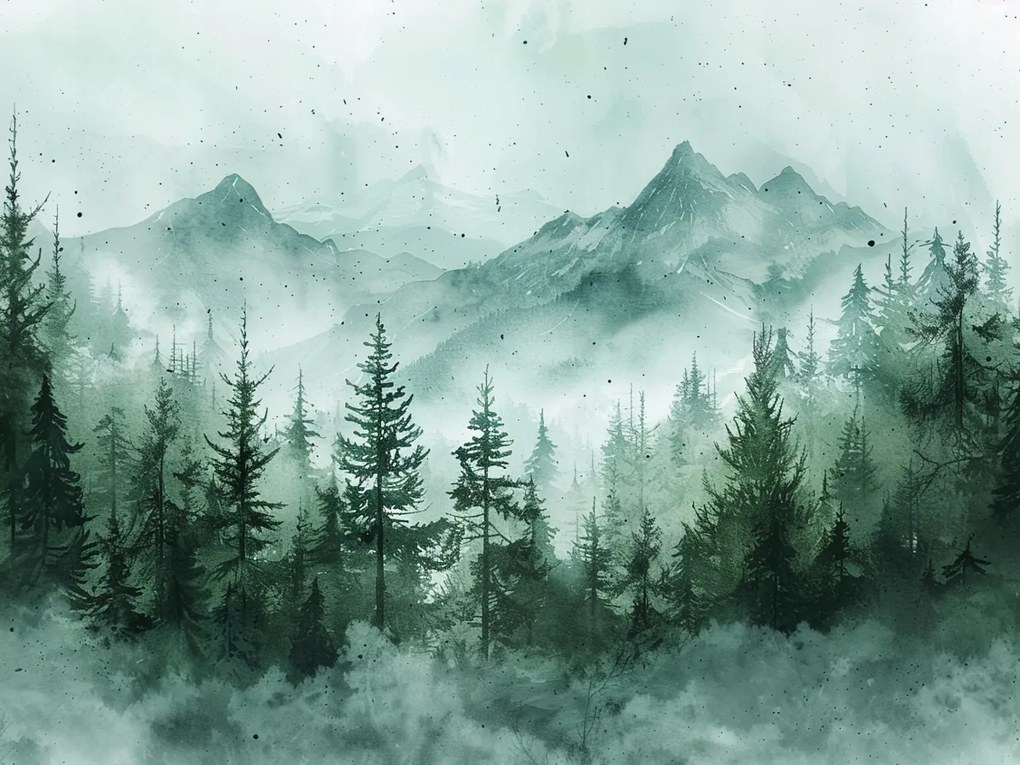 Vászonkép Canvas Tájkép Kilátás Hegyek Erdő Fák Köd 80x60