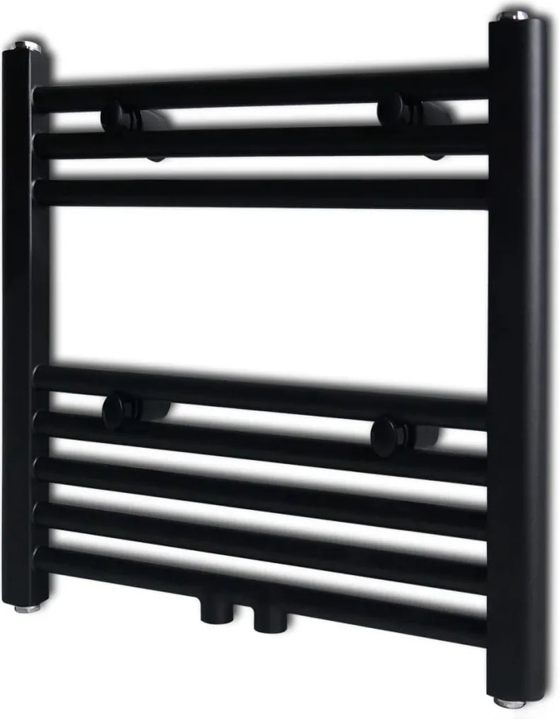 vidaXL Fekete fürdőszobai egyenes törölközőtartó központi fűtéssel 480x480 mm