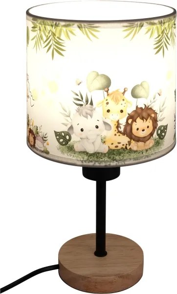 Brilagi - BOBO WOOD asztali lámpa 1xE27/25W/230V tölgy/fekete/fehér/zöld/dzsungel
