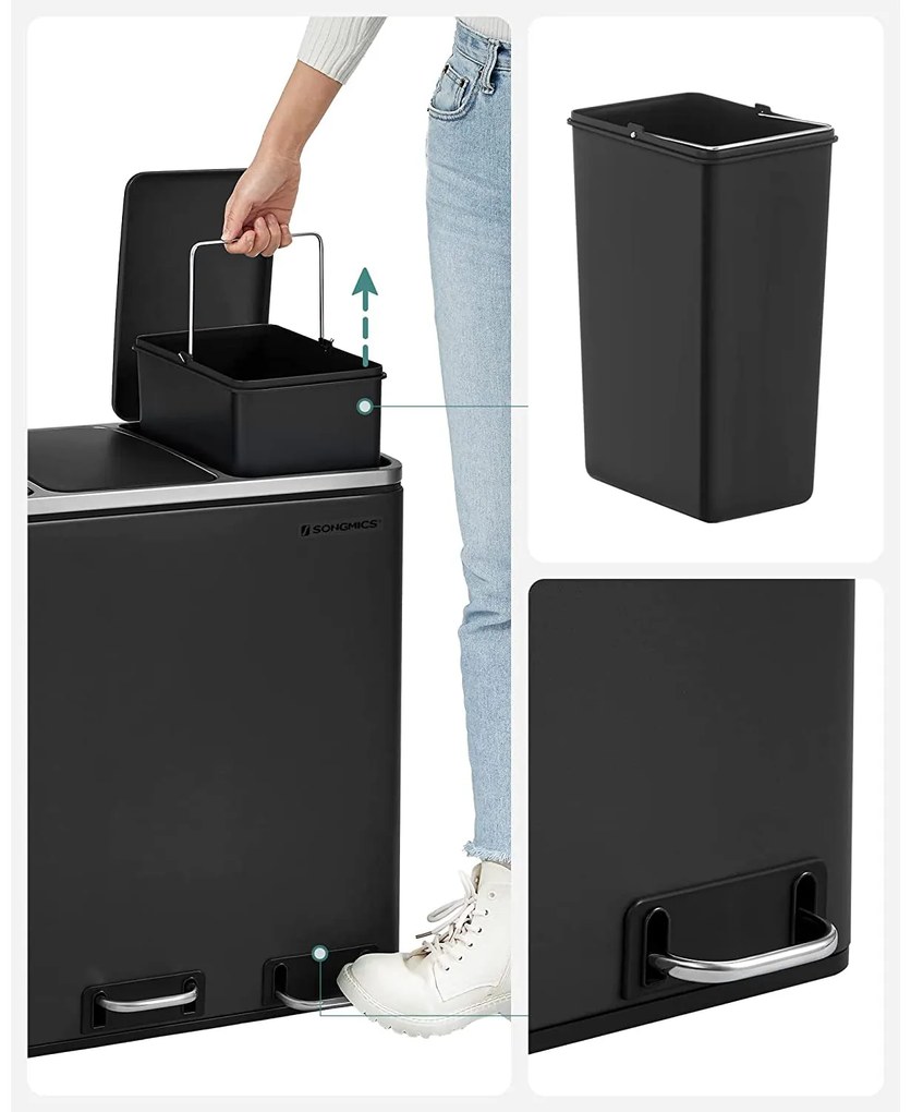 54L Pedálos szemetes, konyhai szemetesláda, puhán záró fedél, csúszásgátló alap