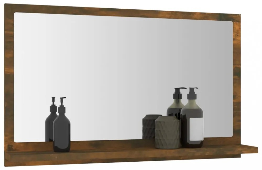 füstös tölgy színű szerelt fa fürdőszobatükör 60 x 10,5 x 37 cm