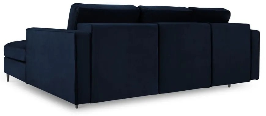 Santo kék kinyitható bársony sarokkanapé, jobb oldali - Milo Casa
