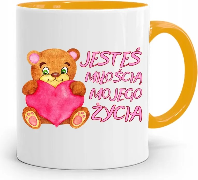 Sárga Bögre Fiúnak Életem Szerelme fényképes nyomattal