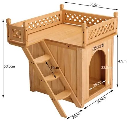 Cadoca® Macskaház erkéllyel 53x54x64 cm