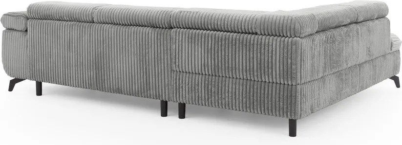 Világosszürke kordbársony sarokkanapé (bal oldali-L alakú) Marbeya – Ropez