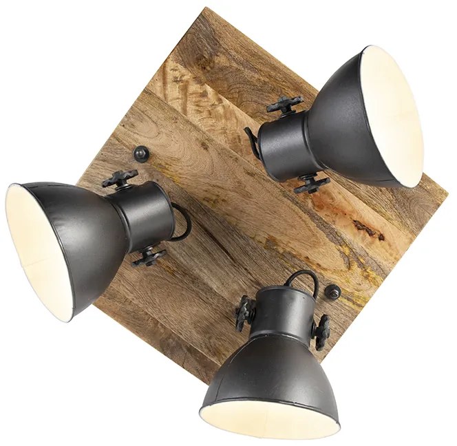 Ipari reflektor sötétszürke mangófa betétekkel, 3 lámpás - Mangoes