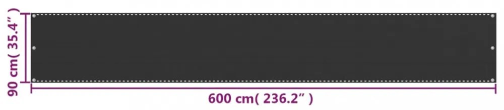 balkon napellenző HDPE 90x600 cm Antracit