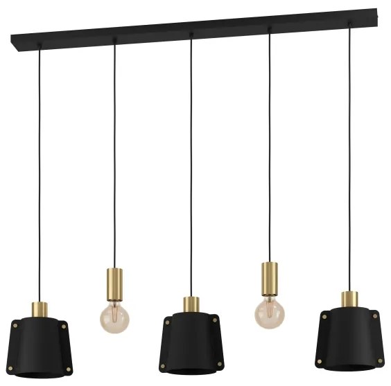 Eglo 390115 - Csillár zsinóron MAJAGUA 5xE27/40W/230V fekete/arany