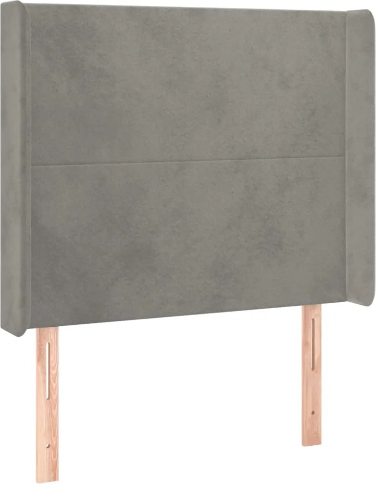 vidaXL világosszürke bársony fejtámla szárnyakkal 103x16x118/128 cm