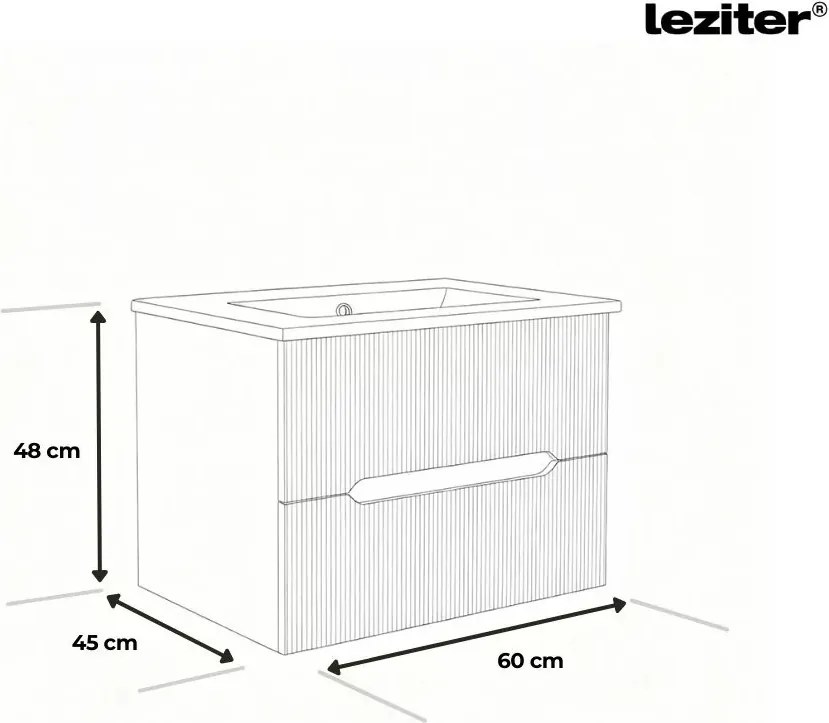 Trent 60 alsó fürdőszobabútor kerámia mosdóval 2 fiókos, sunset tölgy