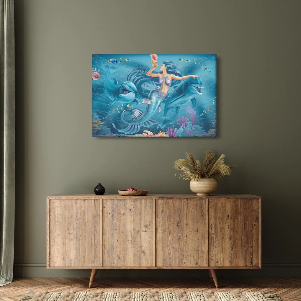 Kép - Sellő delfinekkel (90x60 cm)