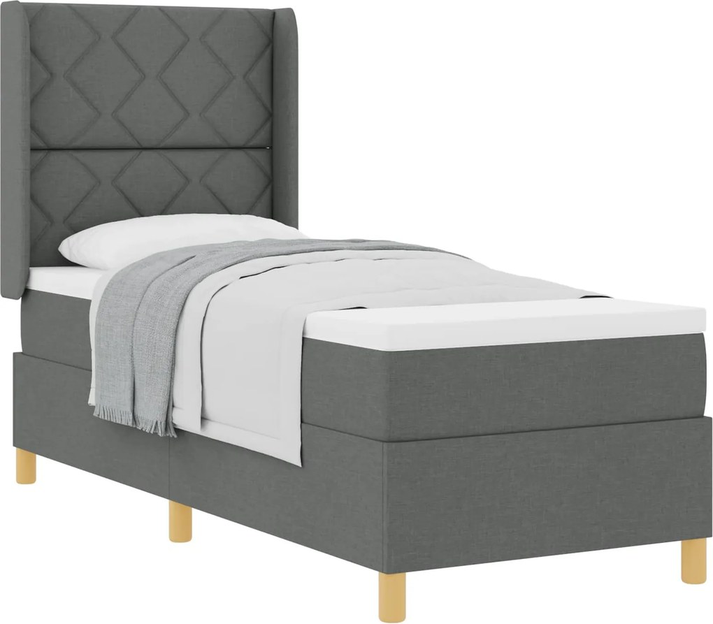 vidaXL Boxrugós ágy matracmal Sötétszürke 80 x 200 cm szövet