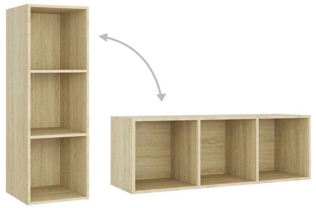 3 db sonoma tölgy színű szerelt fa TV-szekrény 107 x 35 x 37 cm