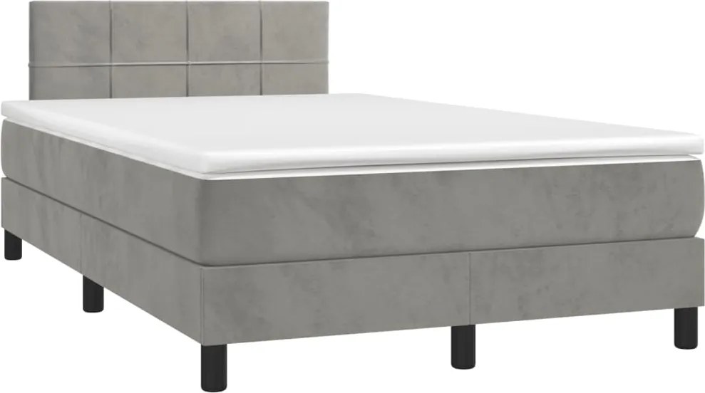 vidaXL világosszürke bársony rugós ágy matraccal 120 x 190 cm