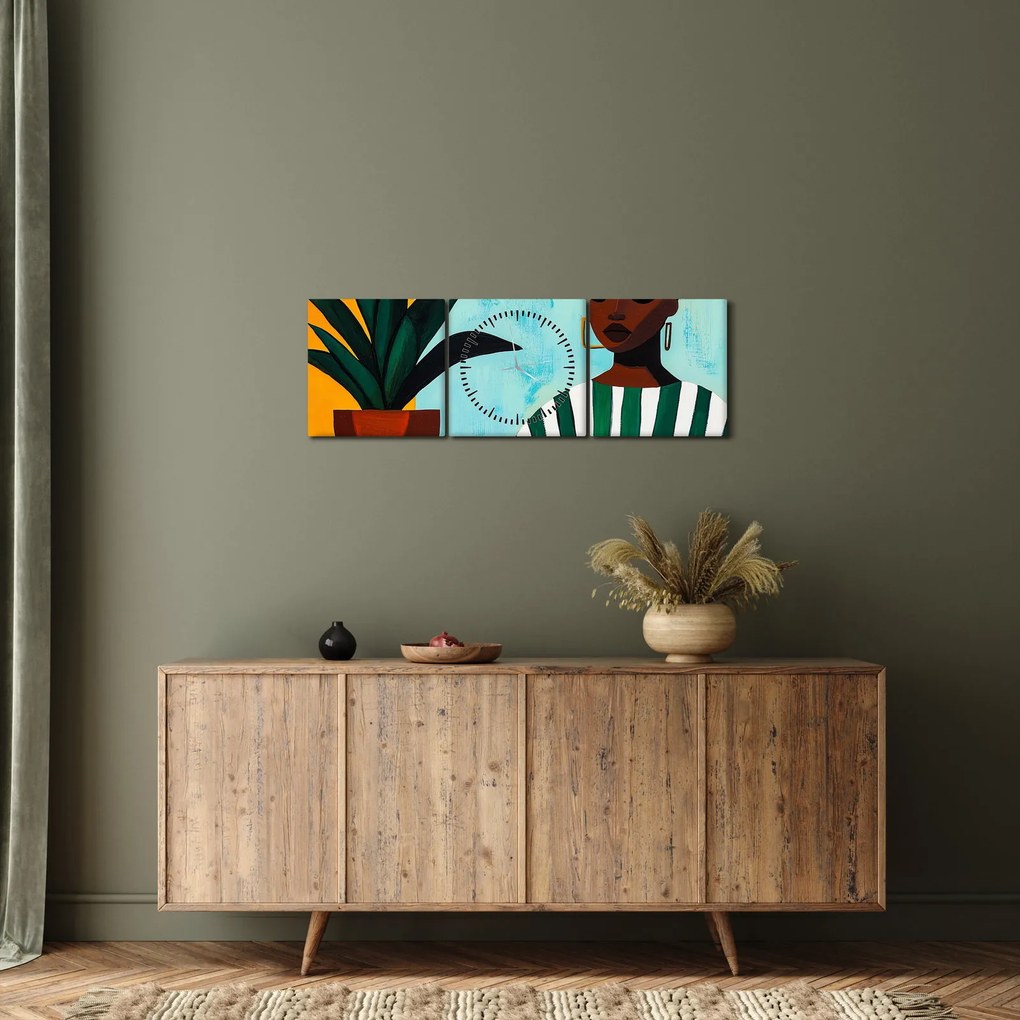 Kép - Nő virággal (órával) (90x30 cm)