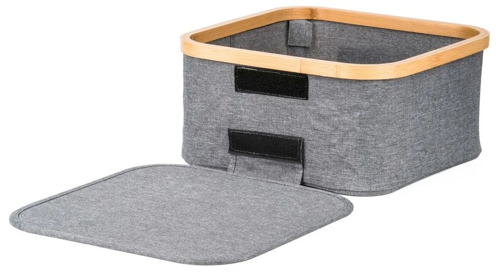 G21 tárolódoboz 30 x 30 x 15 cm, bambusz, fedéllel, szürke