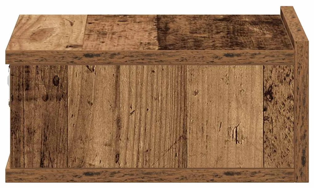 2 db antik fa szerelt fa lebegő éjjeliszekrények 40x32x15 cm