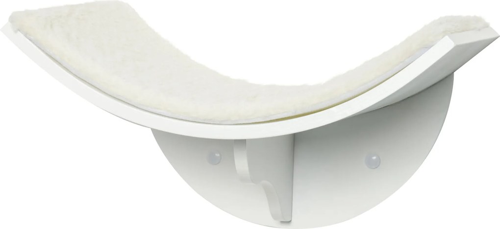 PawHut Macska Polc Macska Fali Polc Macskabölcső Fali Tartó Plüss Borítással Fehér 41 x 28 x 21 cm | Aosom