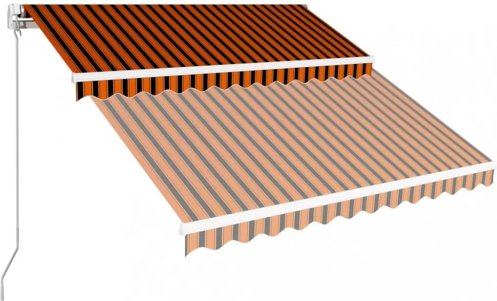 narancssárga és barna kézzel kihúzható napellenző 350 x 250 cm