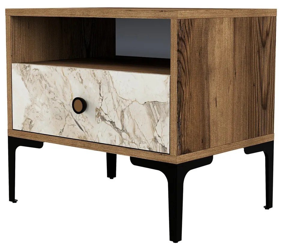 Lizbon Walnut White Éjjeliszekrény