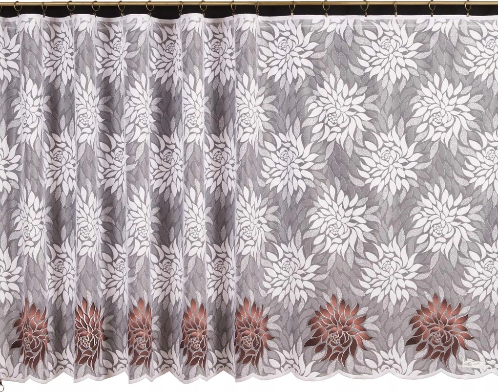 Mg Függöny 4317 fehér Barna 300x160 Kész szalaggal