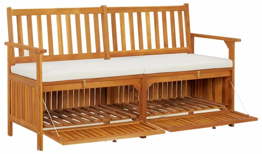 tömör akácfa tárolópad párnával 148 cm