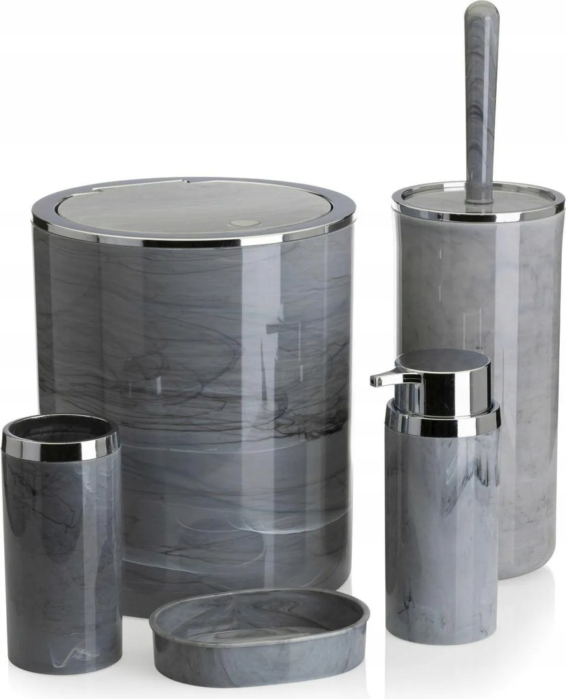 Fürdőszoba szett 5 db-os kerek márvány Wc szett 5in1 kosár adagoló