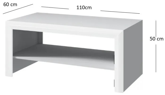 Dohányzóasztal Wanetta (fényes fehér). 1053378