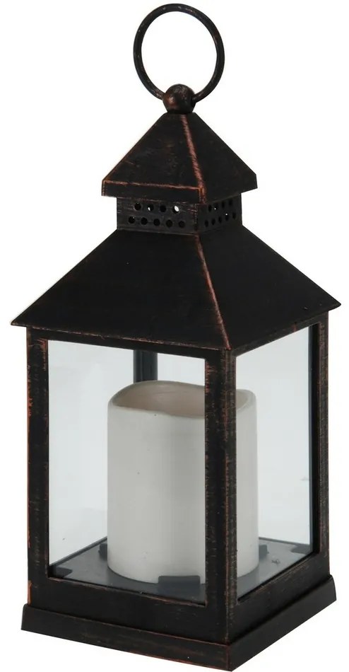 Lámpás LED gyertyával brown, 23 cm