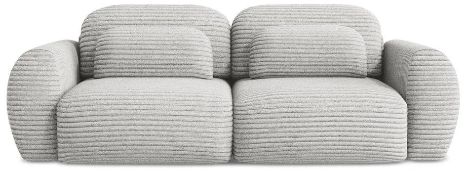 Világosszürke kordbársony kinyitható-tárolóhelyes kanapé 266 cm Kini – Makamii