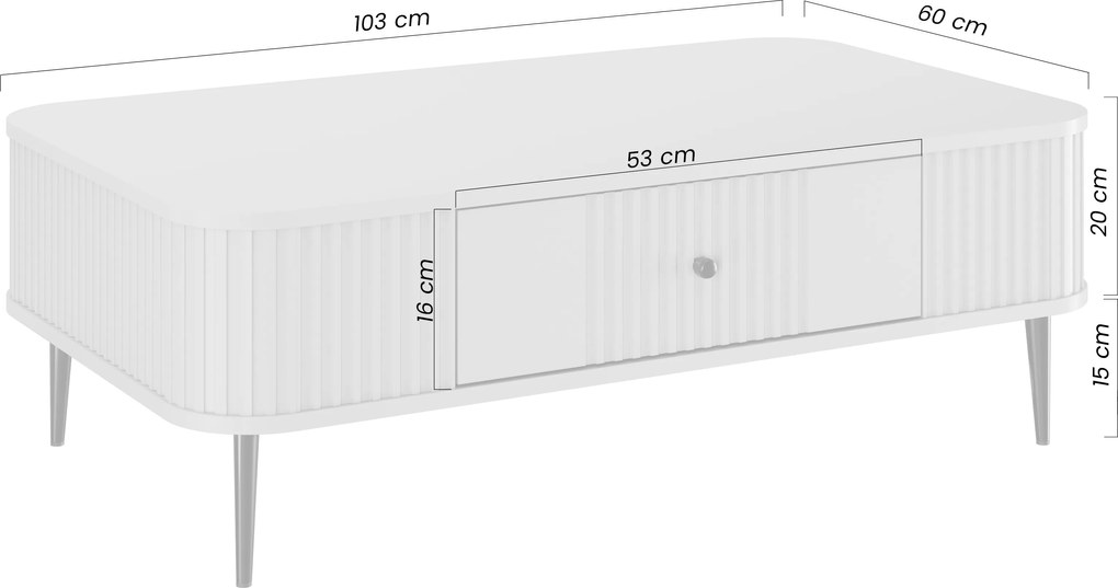 Vesper dohányzóasztal 103x60 cm fiókkal - kasmír / dió / arany lábak