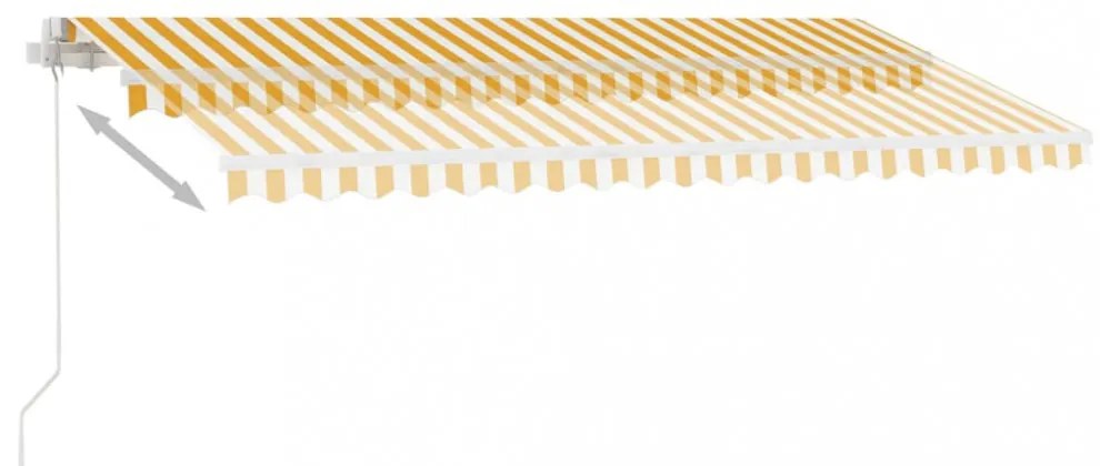 sárga és fehér kézzel kihúzható LED-es napellenző 400 x 350 cm