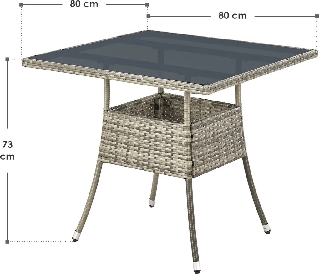 Juskys Rattan asztal Yoro - szürke