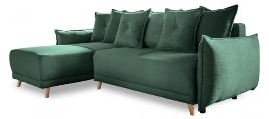 Zöld kordbársony kinyitható sarokkanapé (variálható) Lazy Lukka – Miuform