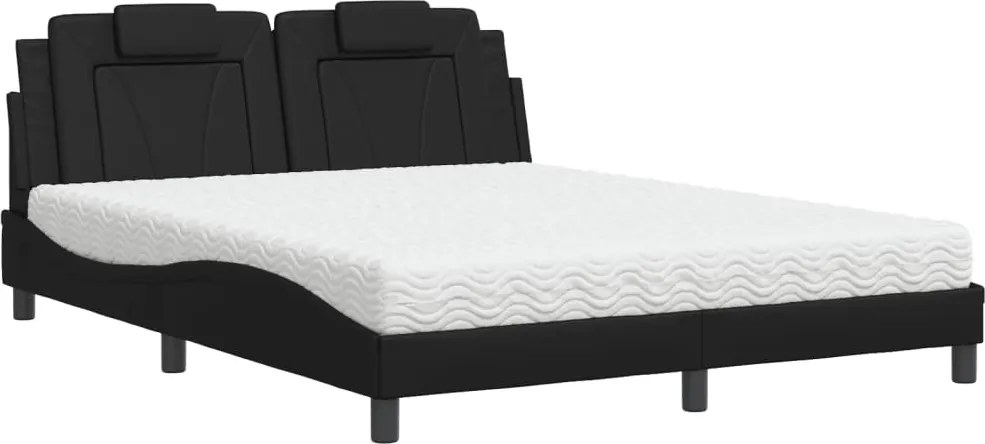 vidaXL fekete műbőr ágy Viana matraccal 160 x 200 cm