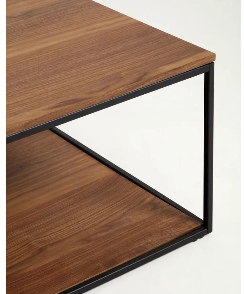 Barna dohányzóasztal diófa dekoros asztallappal 80x80 cm Yona - Kave Home