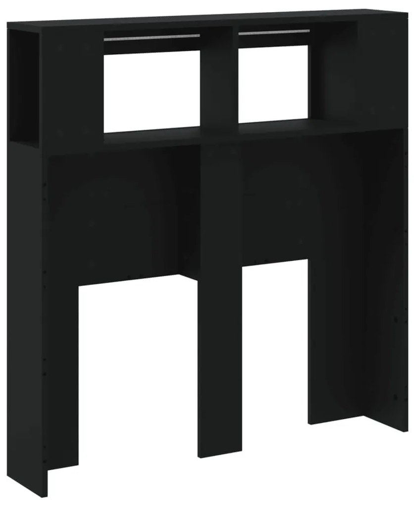 fekete szerelt fa LED-es fejtámla 100x18,5x103,5 cm