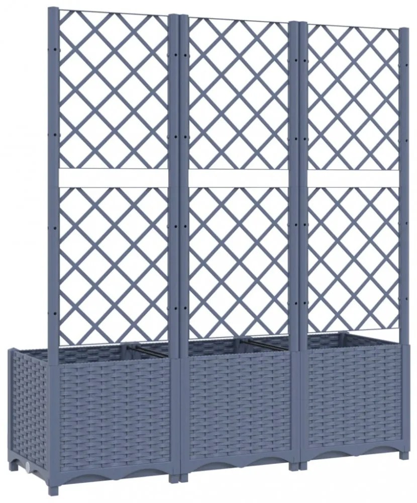 sötétszürke PP rácsos kerti ültetőláda 120 x 40 x 136 cm