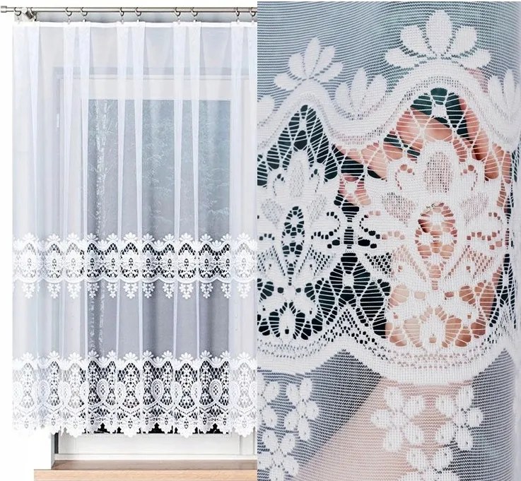 Daria jacquard függöny mintás 018982 magasság 150cm, fehér színben (méterenként)